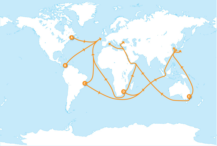 Major bulk carrier routes: Slide 1 of 4